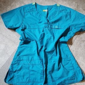 Wonder wink blue scrub top